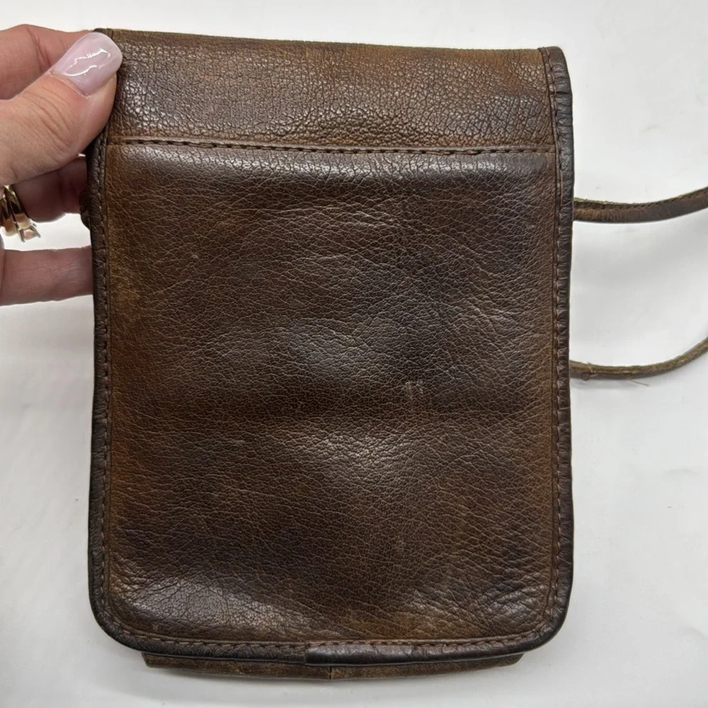 Barganza vintage Leather Crossbody Bag BRN7191C - Picture 9 of 11